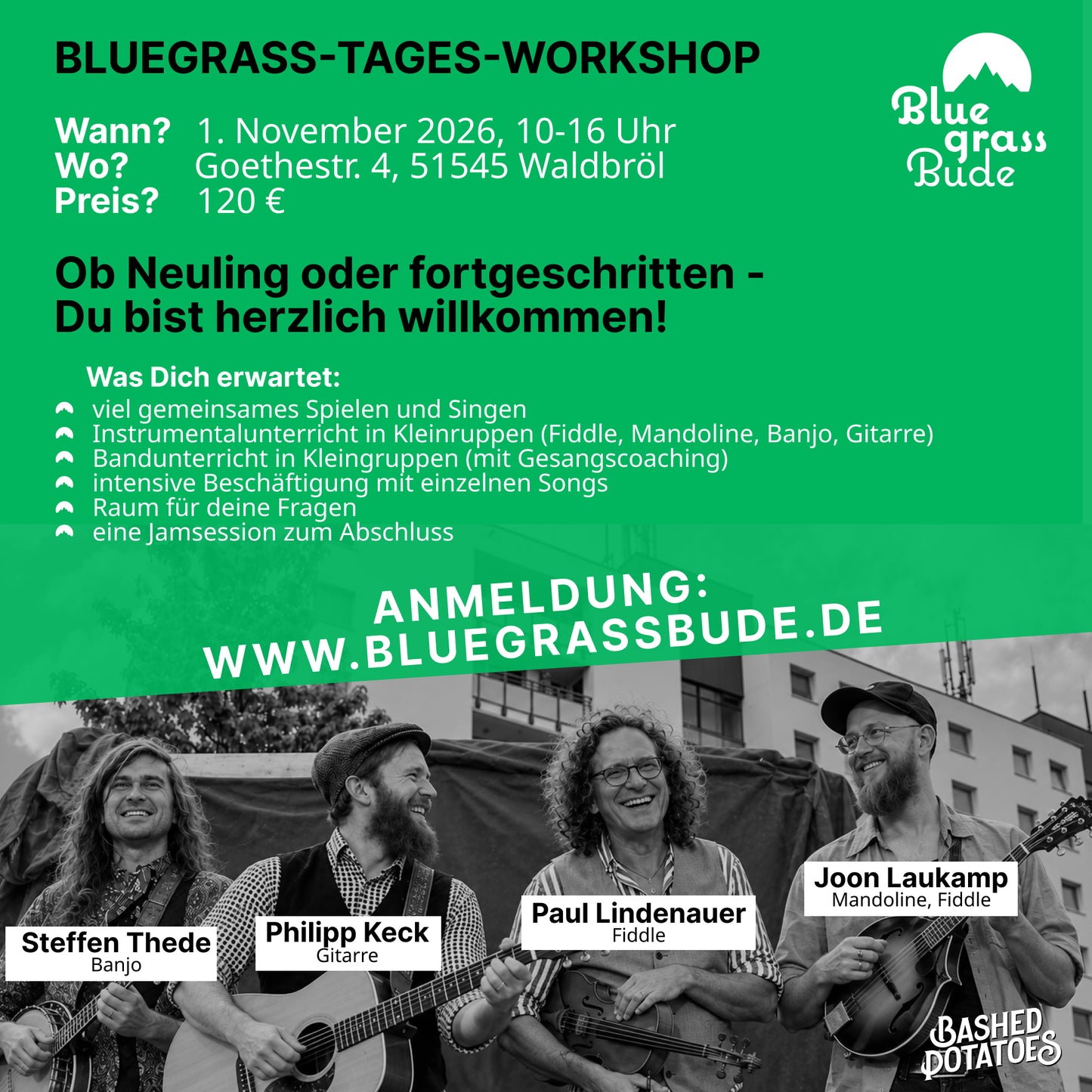 Bluegrass-Workshop am 1. November 2026 in Waldbröl